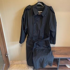 Vintage Teller Coat Black Trench Long Lined
